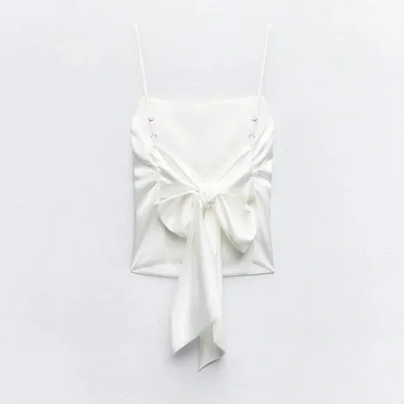 ZARA SATIN EFFECT TOP WITH BACK BOW - Picture 4 of 6